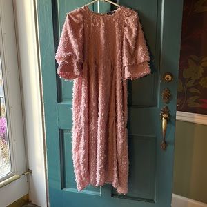 Aly Daly Mauve Puff Sleeve Confetti Midi Size Medium